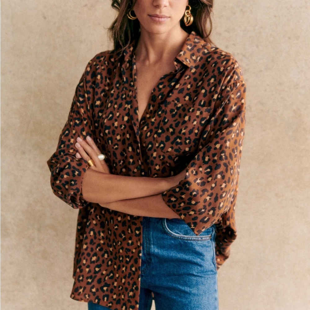 Sezane Max Shirt Leo print size 42 XL